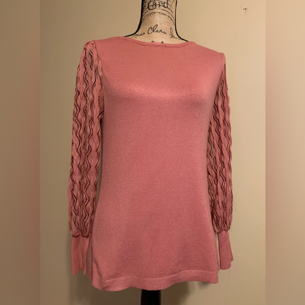 SIONI mauve dusty rose Rayon blend sweater with lace sleeves size medium…